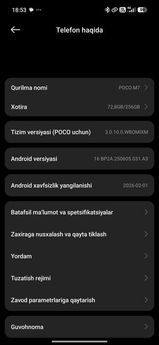 Poco M7 4G kafolati bilan