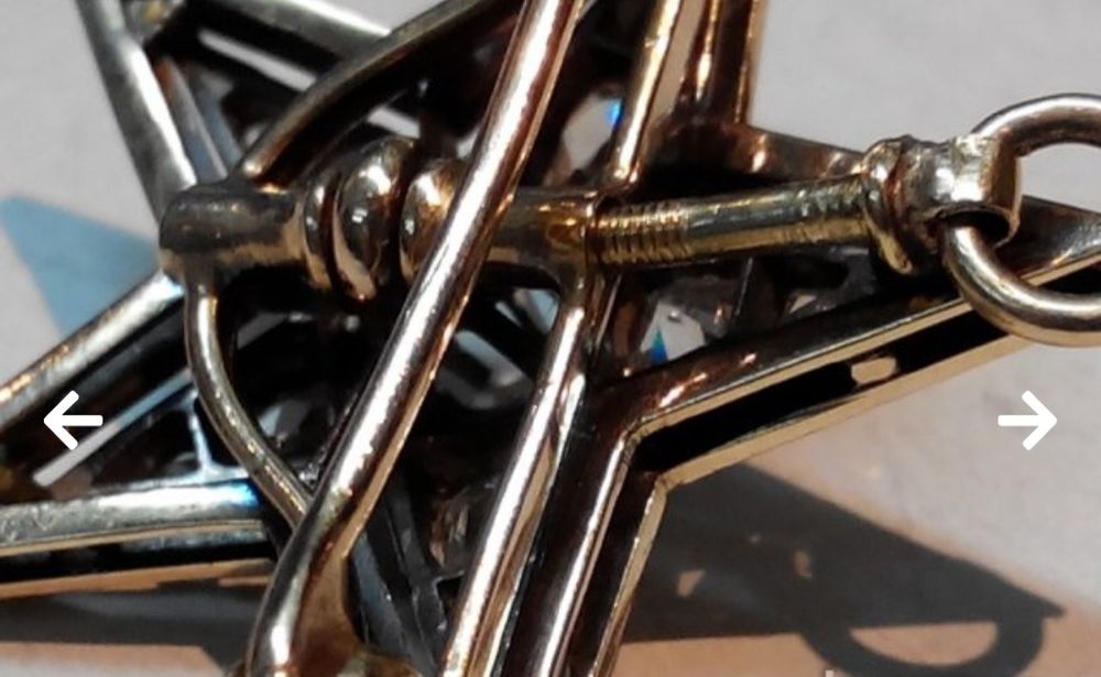 Старинна златна брошка,висулка с диаманти