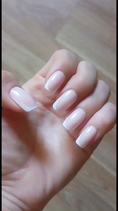 Комплект от 36 бр. нокти френски маникюр с лепящи стикери + лепило