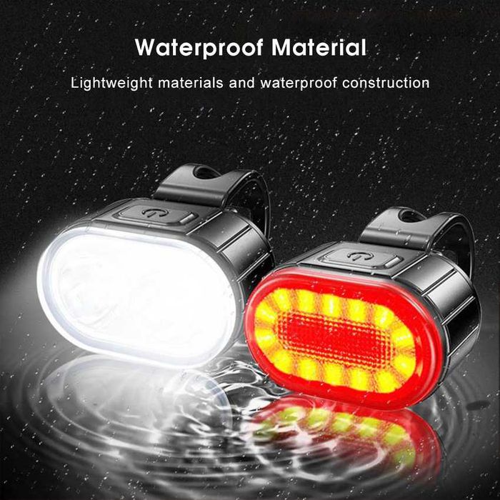 Комплект акумулаторни, водоустойчиви LED светлини за велосипед USB-078