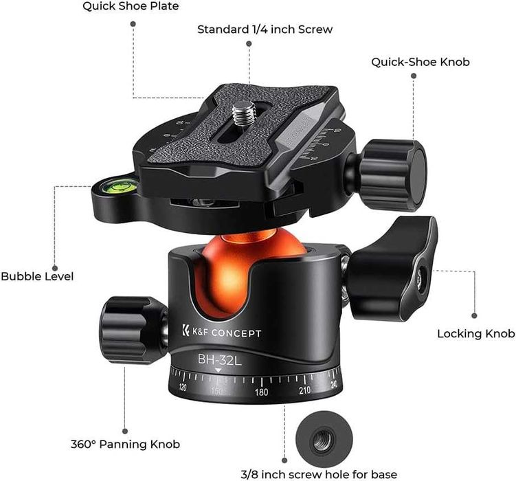 K&F Concept Ябълковидна глава за статив KF-32