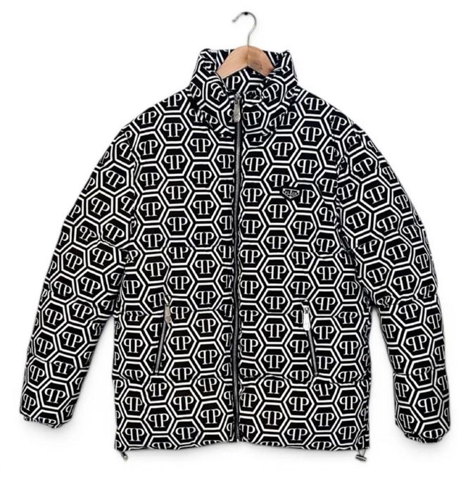 Philipp Plein яке L – черно-бяло с лого принт