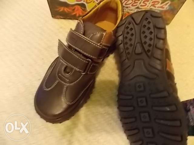 Pantofi maro din piele pt baieti mar 34