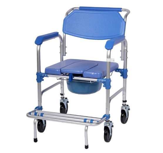 Инвалидна количка Bimiti, комбиниран стол за баня и тоалет с колела