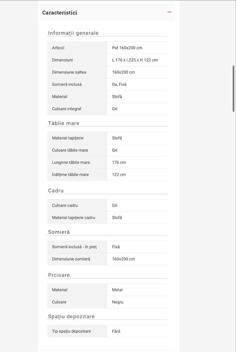 Pat tapisat somiera tip baza inclusa 160x200