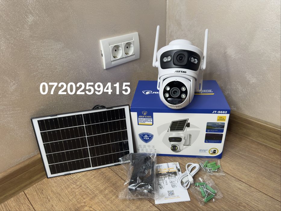 Camera de Supraveghere cu 2 Lentile 6MP, 4G, Panou Solar,18.000mA