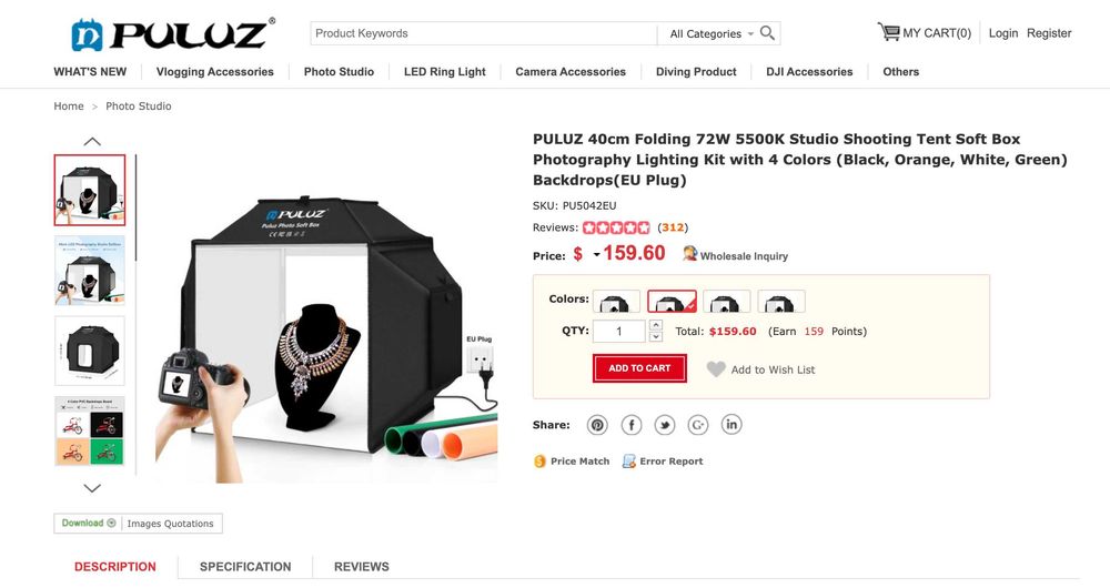 Puluz 40CM PhotoBox