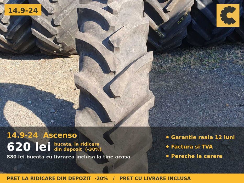 ANVELOPE 14.9-24 14.9 24 149-24 380/85-24 Ascenso TDB120 DOT 2021 Cauciucuri Tractor Punte Fata SH GARANTIE