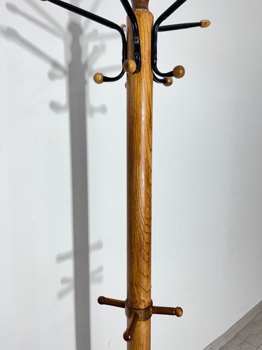 9 Buc. Cuier tip Pom din Lemn Masiv cu Placă Marmură; Cuier Vintage