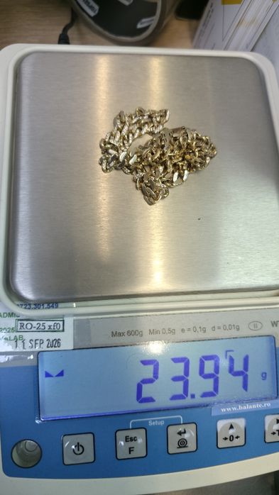 Lant Cuban din aur 14k cu strasuri