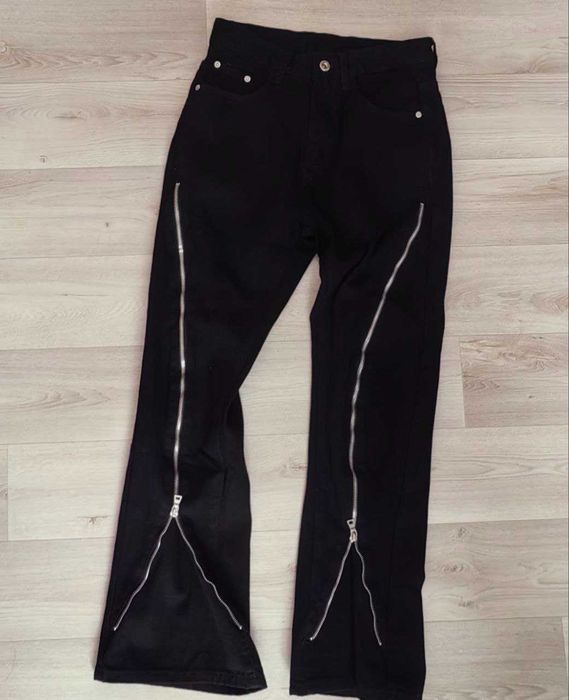rick owens flared jeans zip