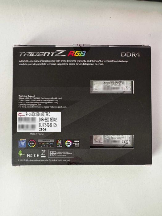 Memorie RAM 32GB DDR4 - 3600MHz CL16 - G.Skill Trident Z RGB (2x16GB) - Dual Channel 16-19-19-39 - Cumparate acum 6 luni