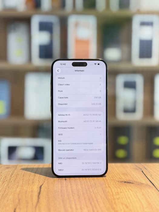 iPhone 15 Pro Max 256gb Black/Baterie94%/Garantie 12 LUNI @atsgsm.ro