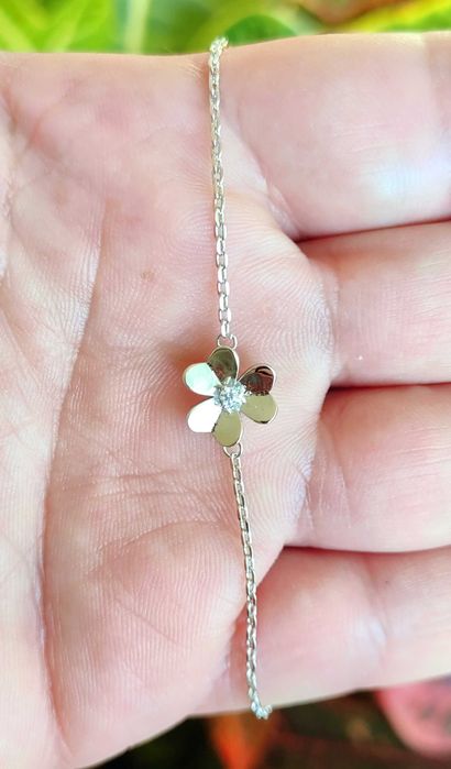 Дамска гривна ВАН КЛИФ И АРПЕЛС сребърна гривна с бяло злато, Frivole