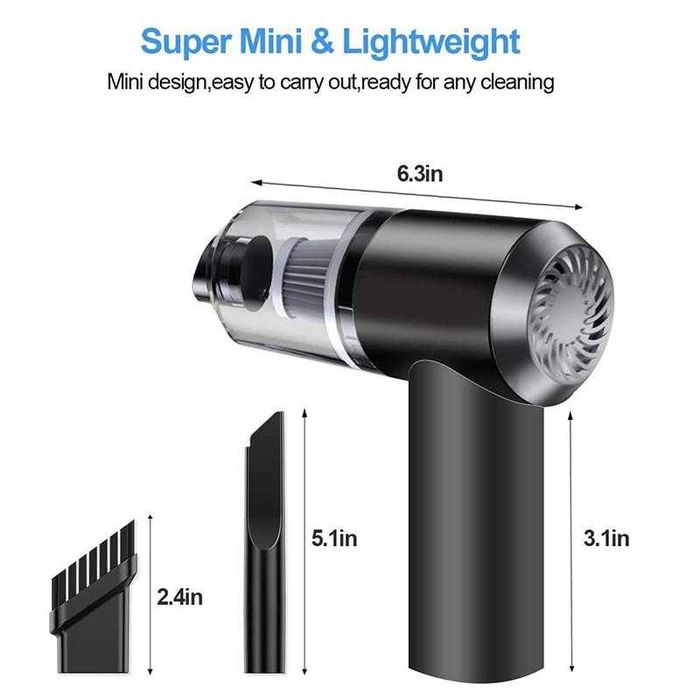 Безжична 2в1 мини преносима прахосмукачка с ХЕПА филтър за кола и дома