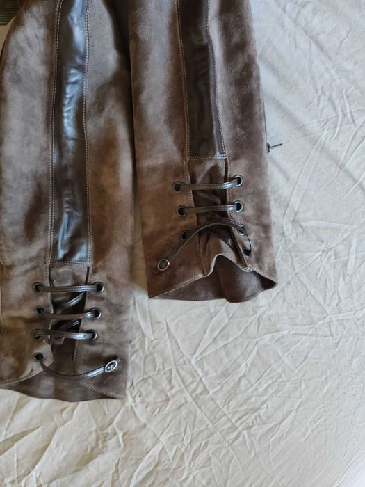 Италиански кожени ботуши над коляното – Vera Cuoio, естествен велур