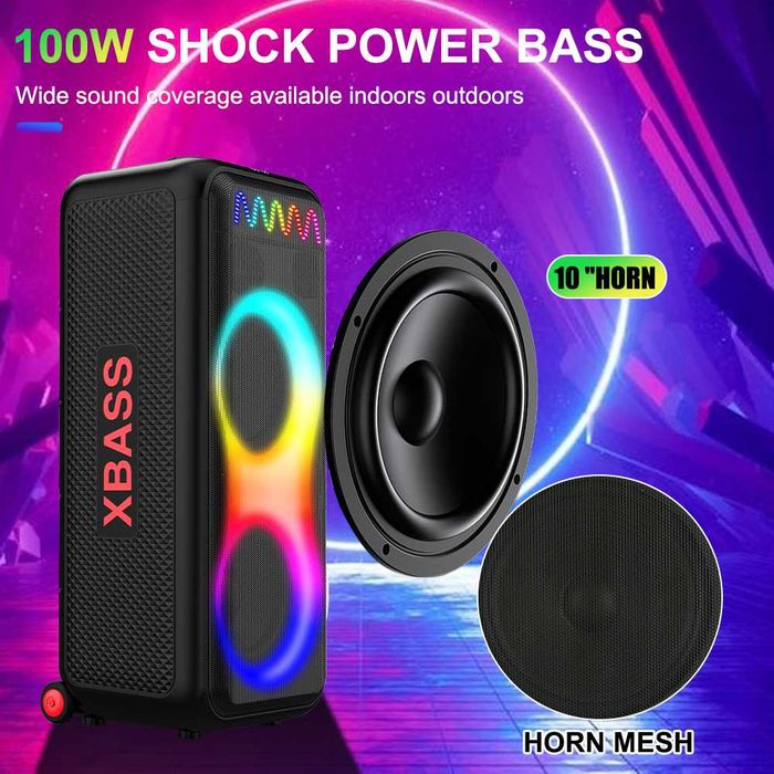 RGB Boxă portabilă 100 W cu 2 microfoanele JBL PartyBox sistem audio SING-E ZQS10212 pentru Karaoke