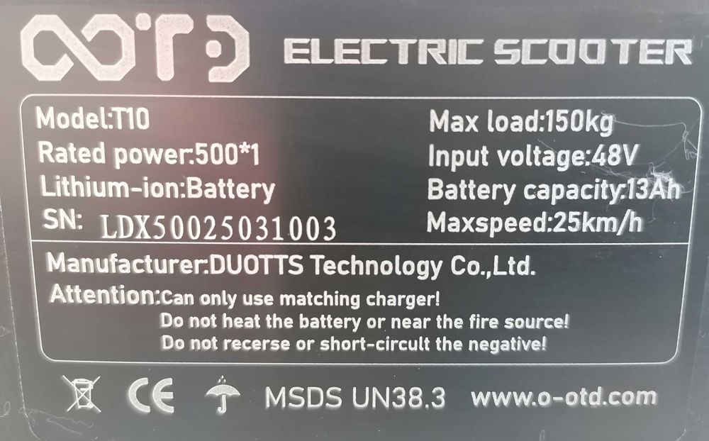 OOTD T10 trotineta electrica de teren