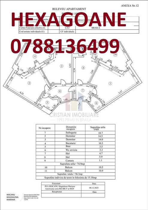 Faceti o Oferta! Hexagoane 3 camere 96 mp vedere la Dunare etaj interm