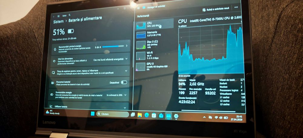 Lenovo ThinkPad  X1 Yoga  gen2 i5-7300U 8GB RAM SSD NVMe 256GB WQHD 2k Touch 2 în 1 4G/LTE – ideal pentru diagnoză, carcasă magneziu  dezmembrez