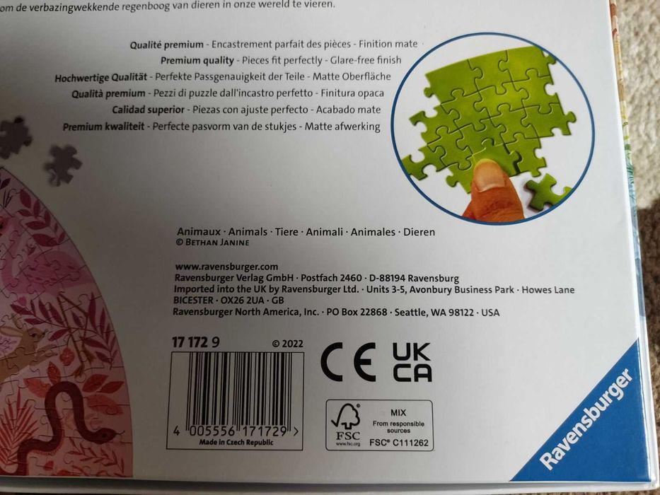 Чисто нов кръгъл пъзел Ravensburger 500 части - животни