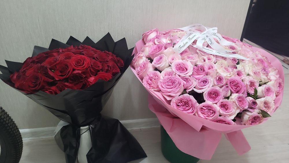 Цветы розы 51роз и 101 роз