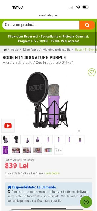 Microfon Studio RODE NT1