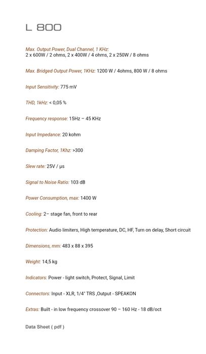 Професионален усилвател IRNI-L L800