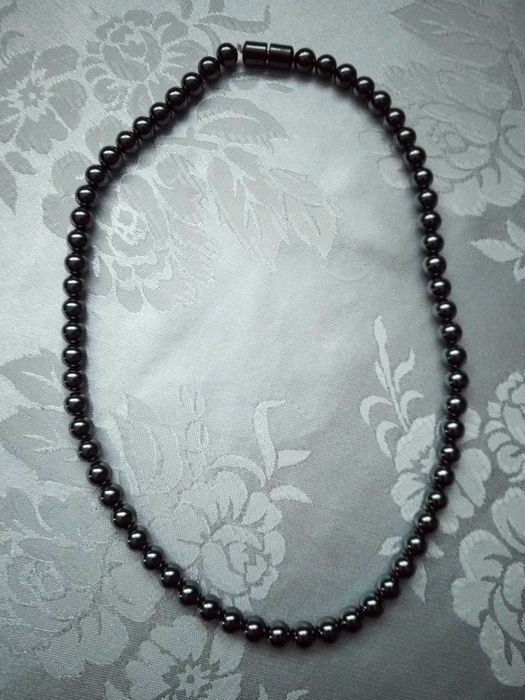 Colier perle si bratara perle , gri antracit