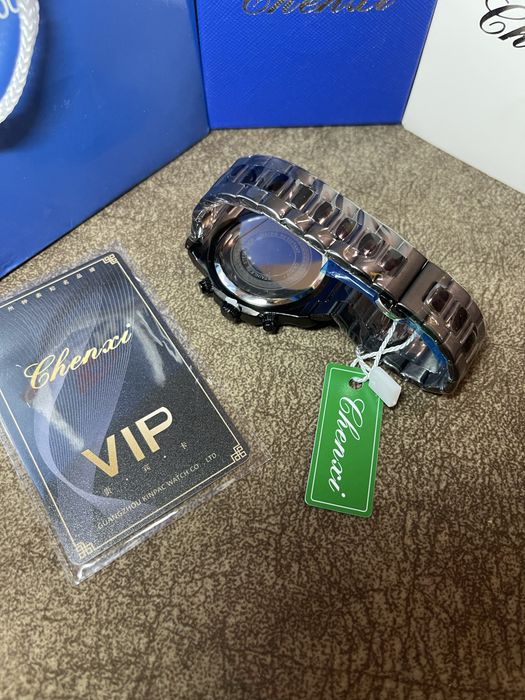 Chenxi Silver & Mattblack Chronograph Оригинал комплект