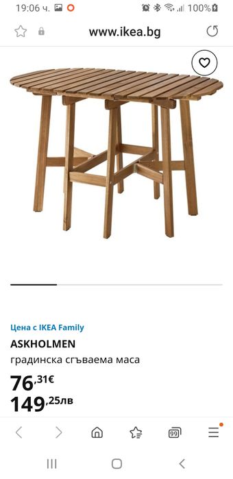 Сгъваема маса, Икеа