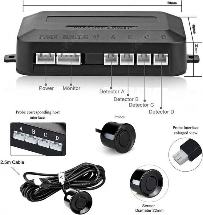 Парктроник с LED SLIM Display и звукова сигнализация с 4 сензора.