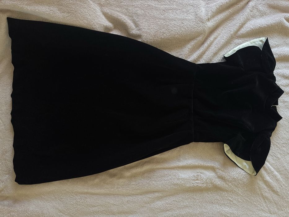 Платье черный бархат с бантом