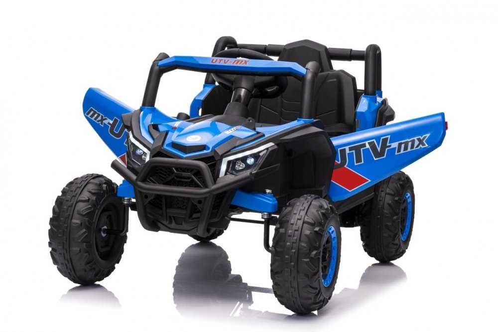 Masinuta electrica pentru copii Buggy Madman UTV-MX Blue 4 motoare 35W  baterie 12V10Ah, telecomanda 2.4 GHz, roti EVA , scaun piele, Bluetooth