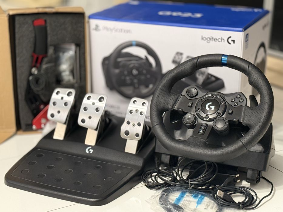 Volan Logitech G923 + pedalier + frână de mână USB – PS5/PS4/PC