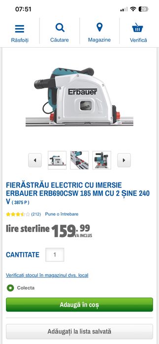 Fierastrău electri ( circular ) Erbauer ERB 690CSW 185 mm