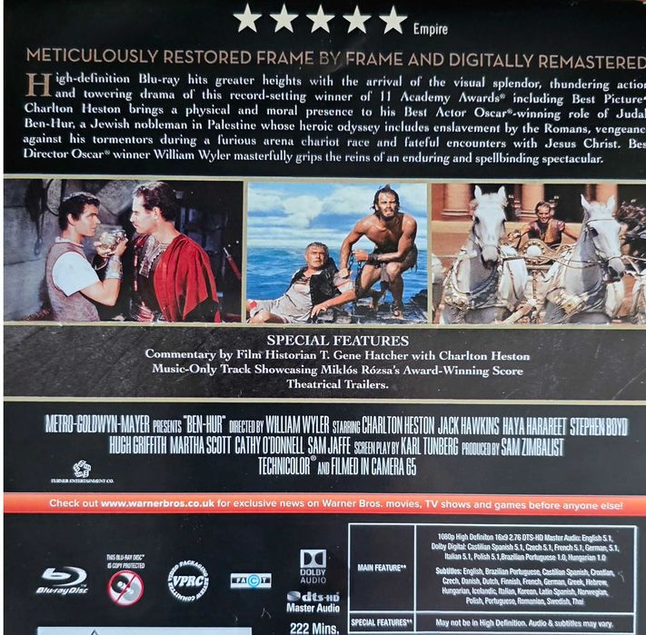 Vand steelbook Ben Hur (1952), 2, bluray, nou, 11 oscaruri a castigat