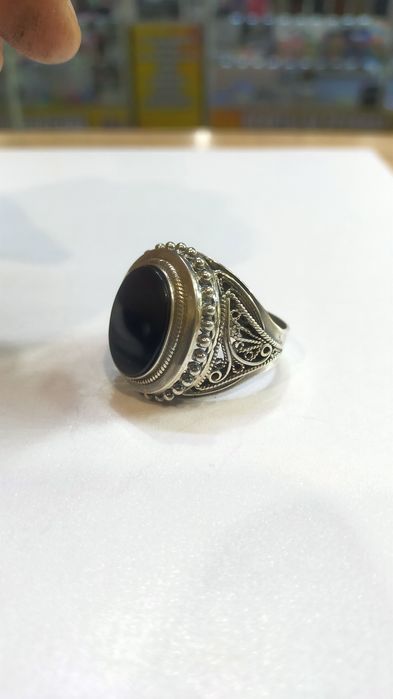 Перстень мужской с обсидианом