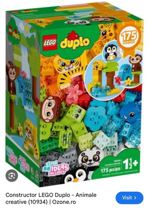 Lego Duplo 10934 - Animale creative 175 piese + bonus piese extra