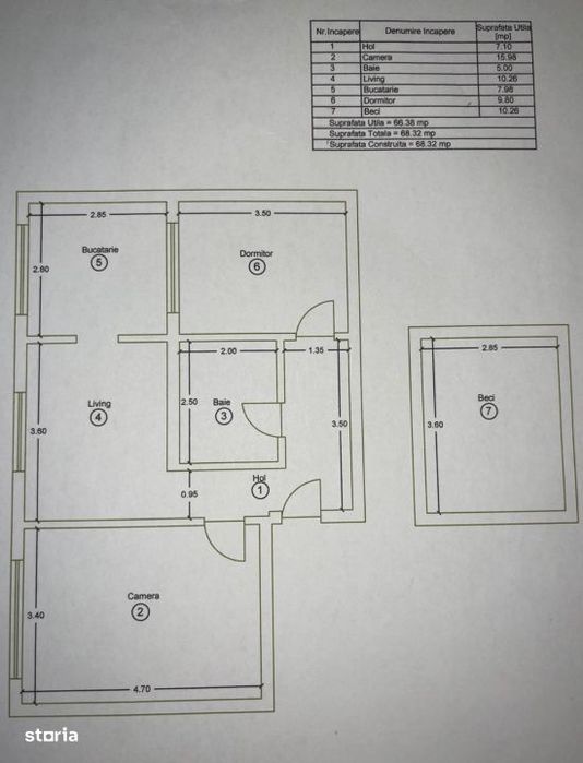 Apartament 3 camere, 55 mp utili, zona Bogdan Voda