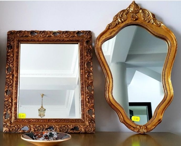 Oglindă /Tablou vechi cu ramă din lemn masiv