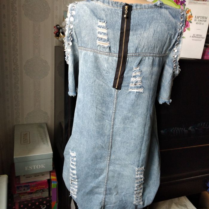 Туника джинсовая. 46 раз. Платье длинное. 46 раз.