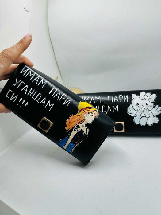 Ръчно рисуване по ваш избор на дамско и мъжко портмоне от ест. кожа