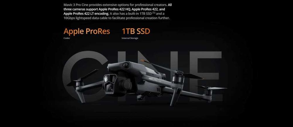 DJI Mavic 3 Pro Cine Premium Combo – 1TB SSD, Apple ProRes, DJI RC Pro – като нов