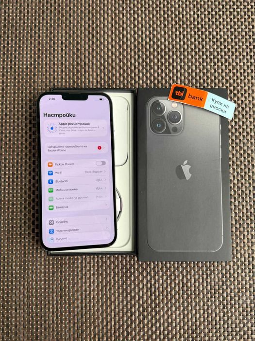КАТО НОВ! 100% Батерия iPhone 13 Pro max Лизинг от 17€/мес / Graphite 128Gb