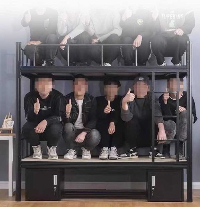 Temirdan yasalgan ikki qavatli krovat mustahkam dizayn