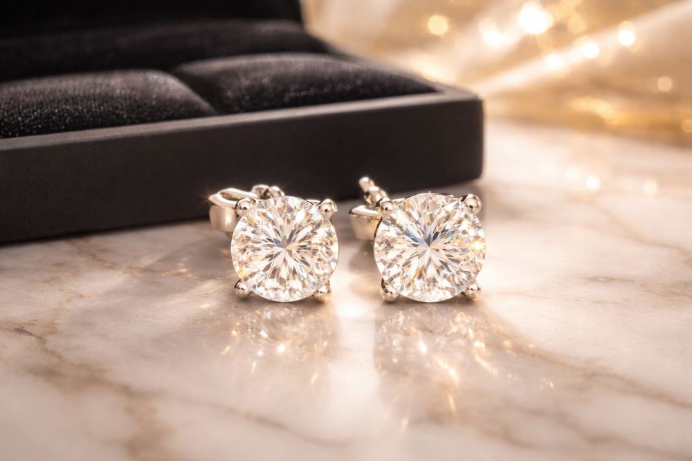 Cercei aur alb 18k cu diamante LGD