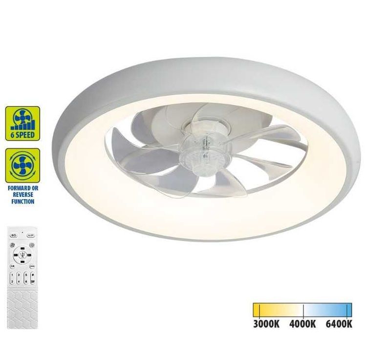 Мощен голям LED плафон с вентилатор, дистанционно и релулиране