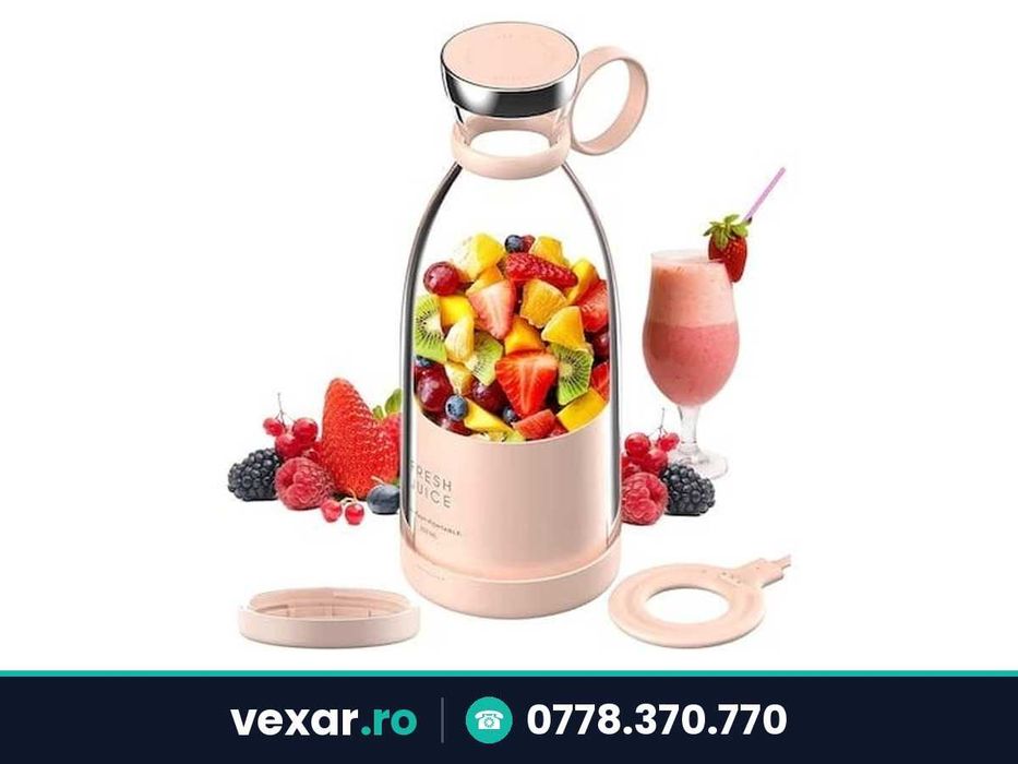 Mini blender portabil 350ml, reincarcabil USB, pentru smoothie