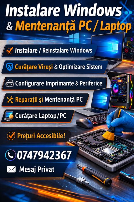 Instalare Windows | Curățate/Reparații Laptop/PC | Eliminare viruși